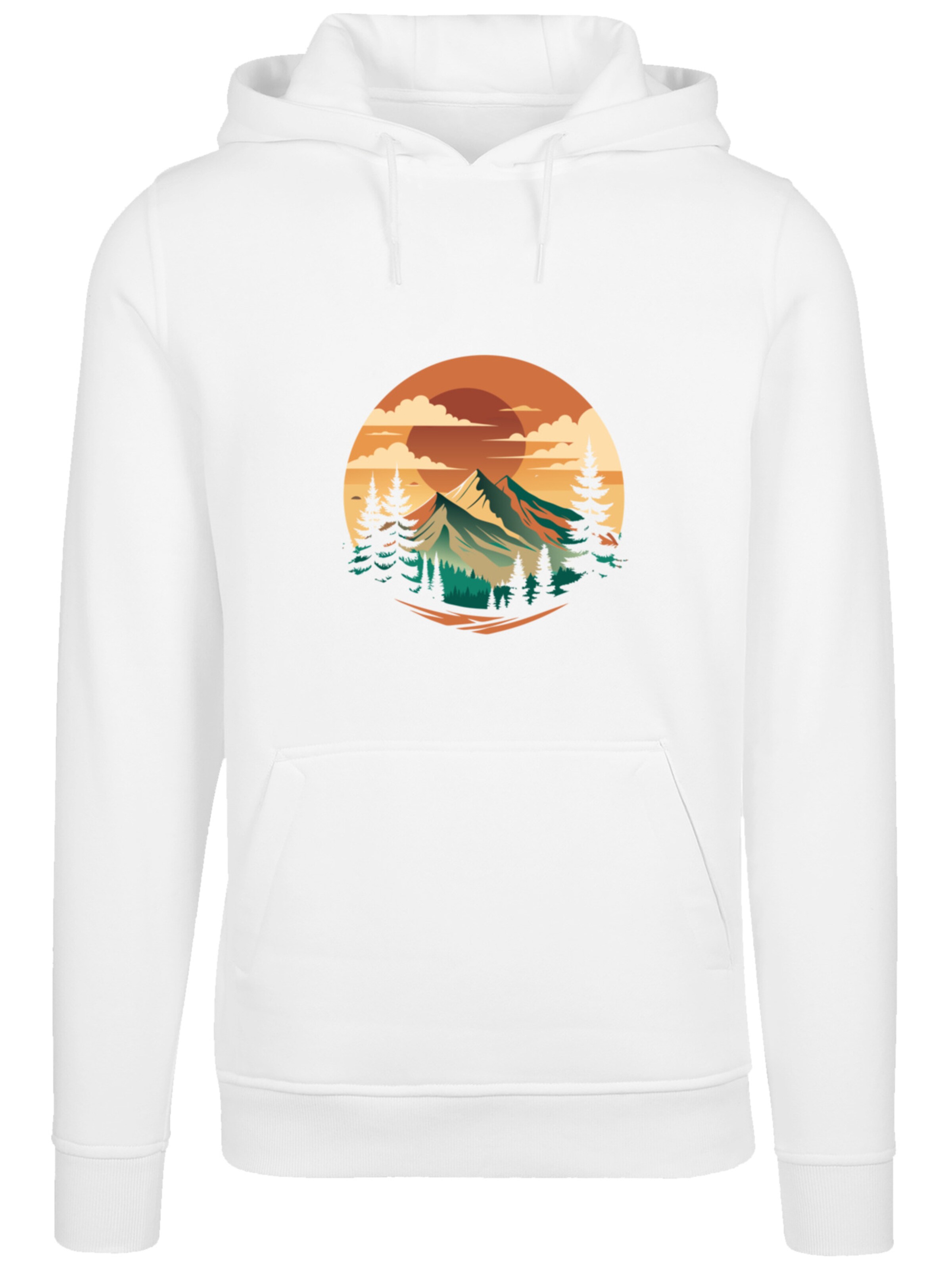 Sweat-shirt 'Sonnenuntergang Berglandschaft' F4NT4STIC en blanc : devant