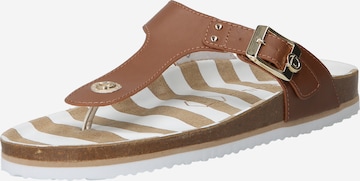TOM TAILOR T-Bar Sandals in Brown: front