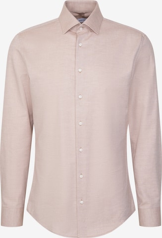 Coupe slim Chemise business 'SMART FLANNELS' SEIDENSTICKER en beige : devant