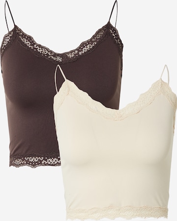 ONLY - Camiseta térmica 'ONLVicky' en beige: frente