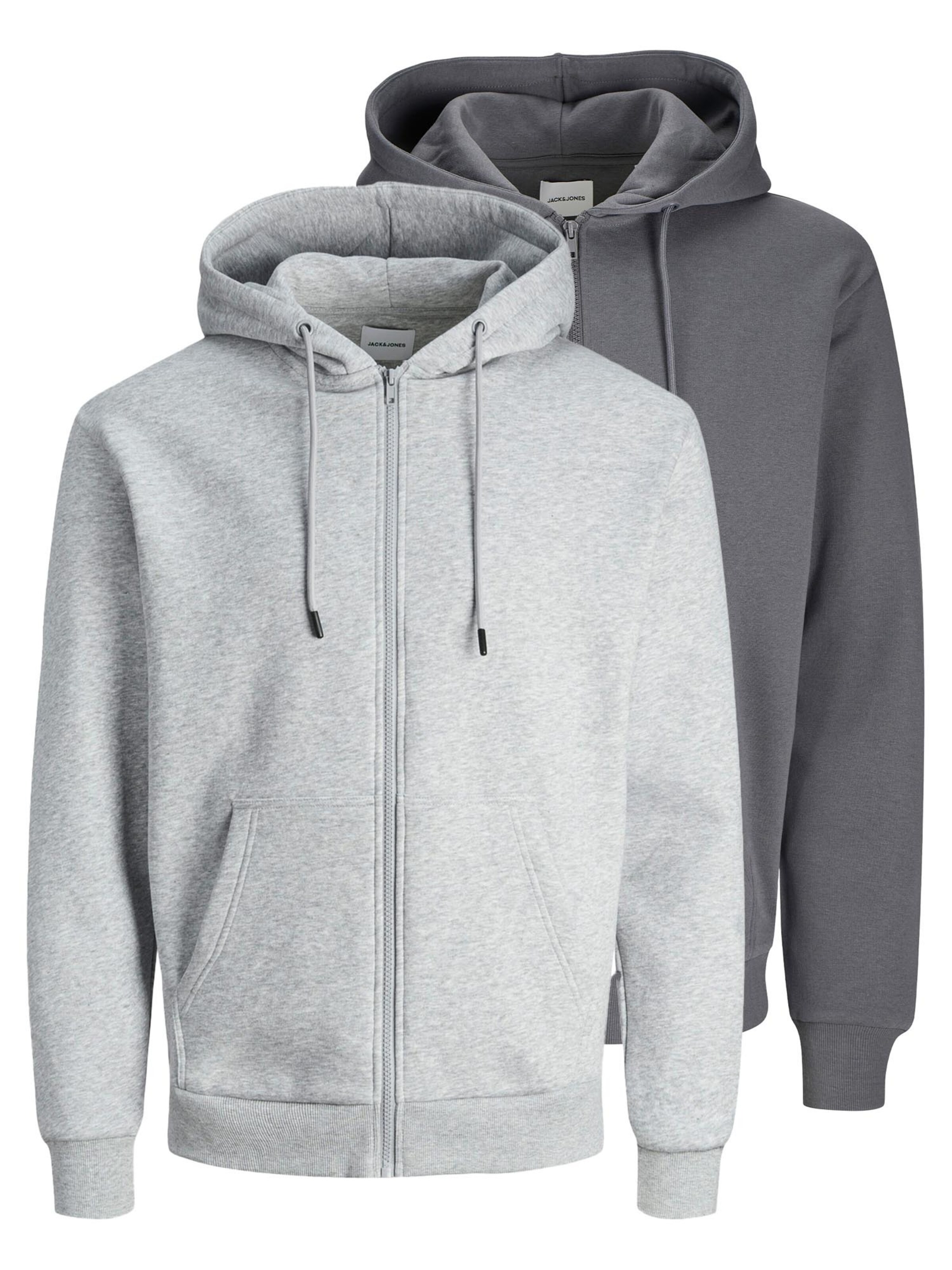 JACK & JONES Zip-Up Hoodie 'Bradley' in Light grey / Dark grey, Item view