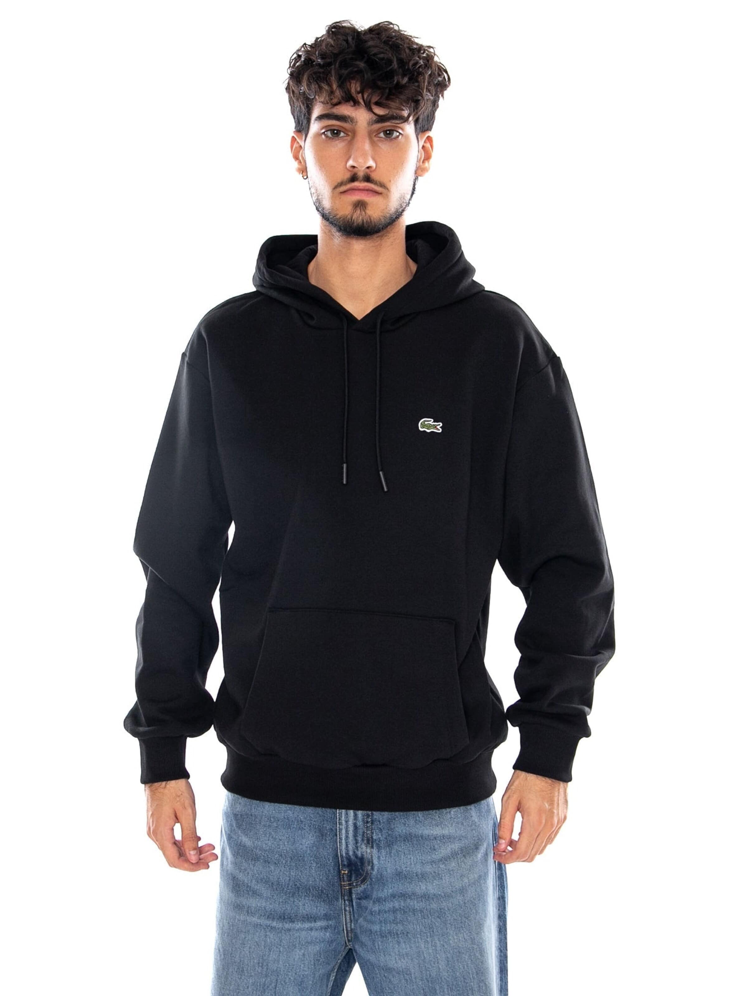LACOSTE Bluzka sportowa 'SWEATSHIRT BLACK' w kolorze czarny: przód