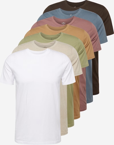 HOLLISTER T-Shirt en beige chiné / saphir / brun foncé / kiwi / orange / bourgogne / blanc, Vue avec produit