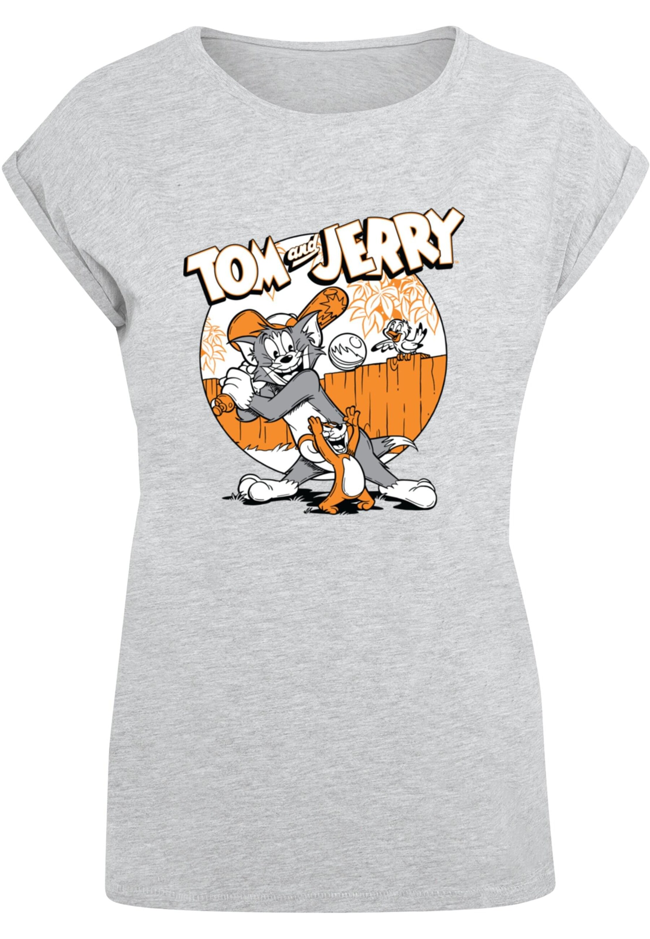 ABSOLUTE CULT T-Shirt 'Tom And Jerry - Baseball' in Grau: Vorderseite
