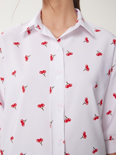 Happiness İstanbul Bluse in creme / braun / rot, Produktansicht