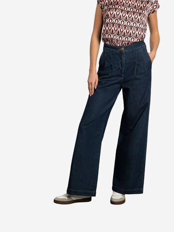 MORE & MORE Wide leg Bandplooi jeans in Blauw: voorkant
