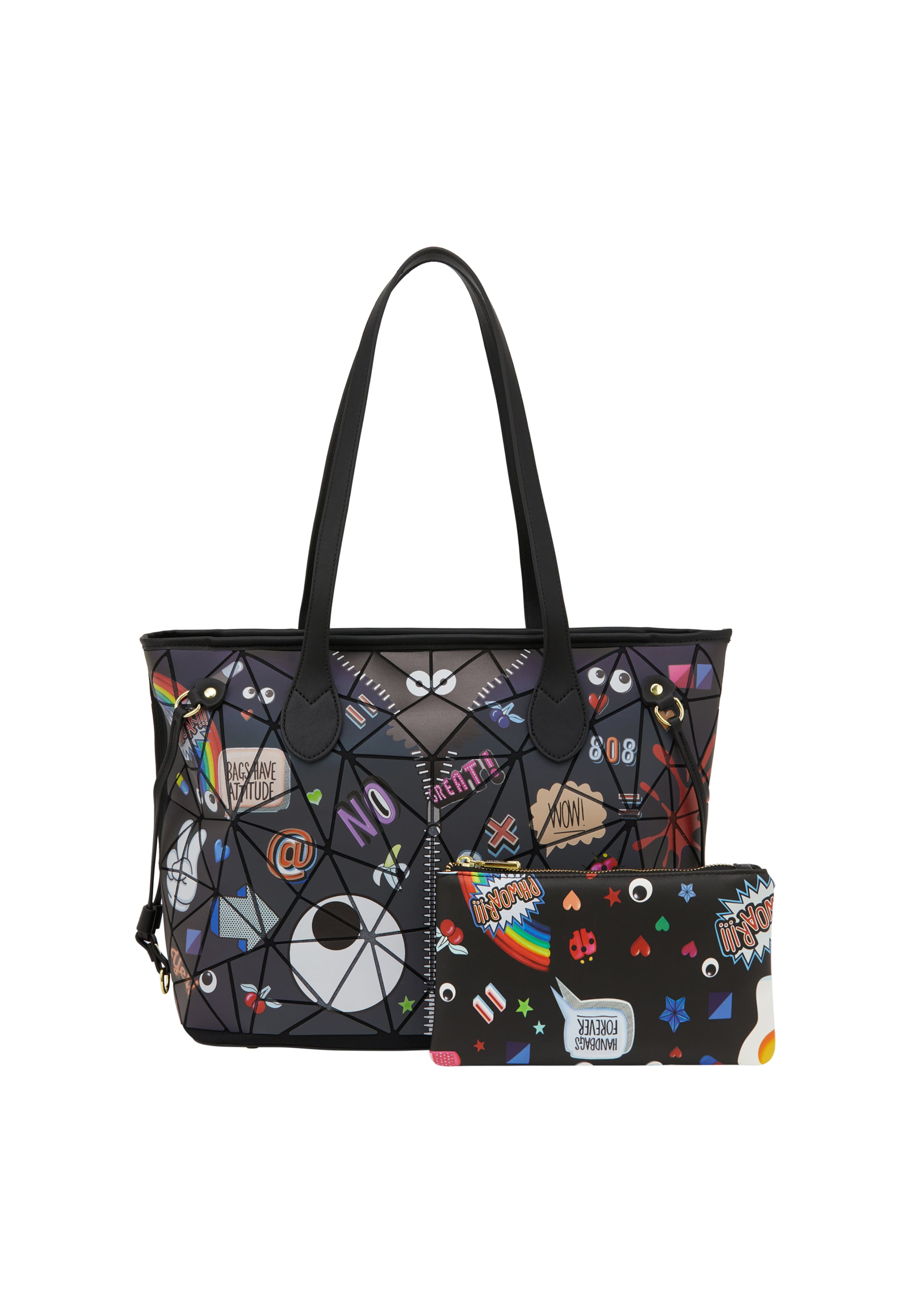 MYMO Шоппер 'Eyetheme' в Черный: спереди