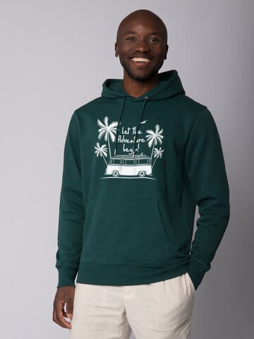 Watapparel Sweatshirt ' Let the adventure begin ' in Green: front