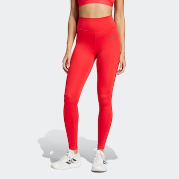 ADIDAS PERFORMANCE Skinny Workout Pants 'OPT ESS' in Red: front