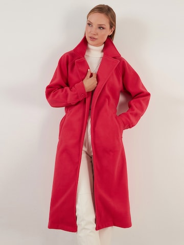 LELA Between-Seasons Coat in Pink: front