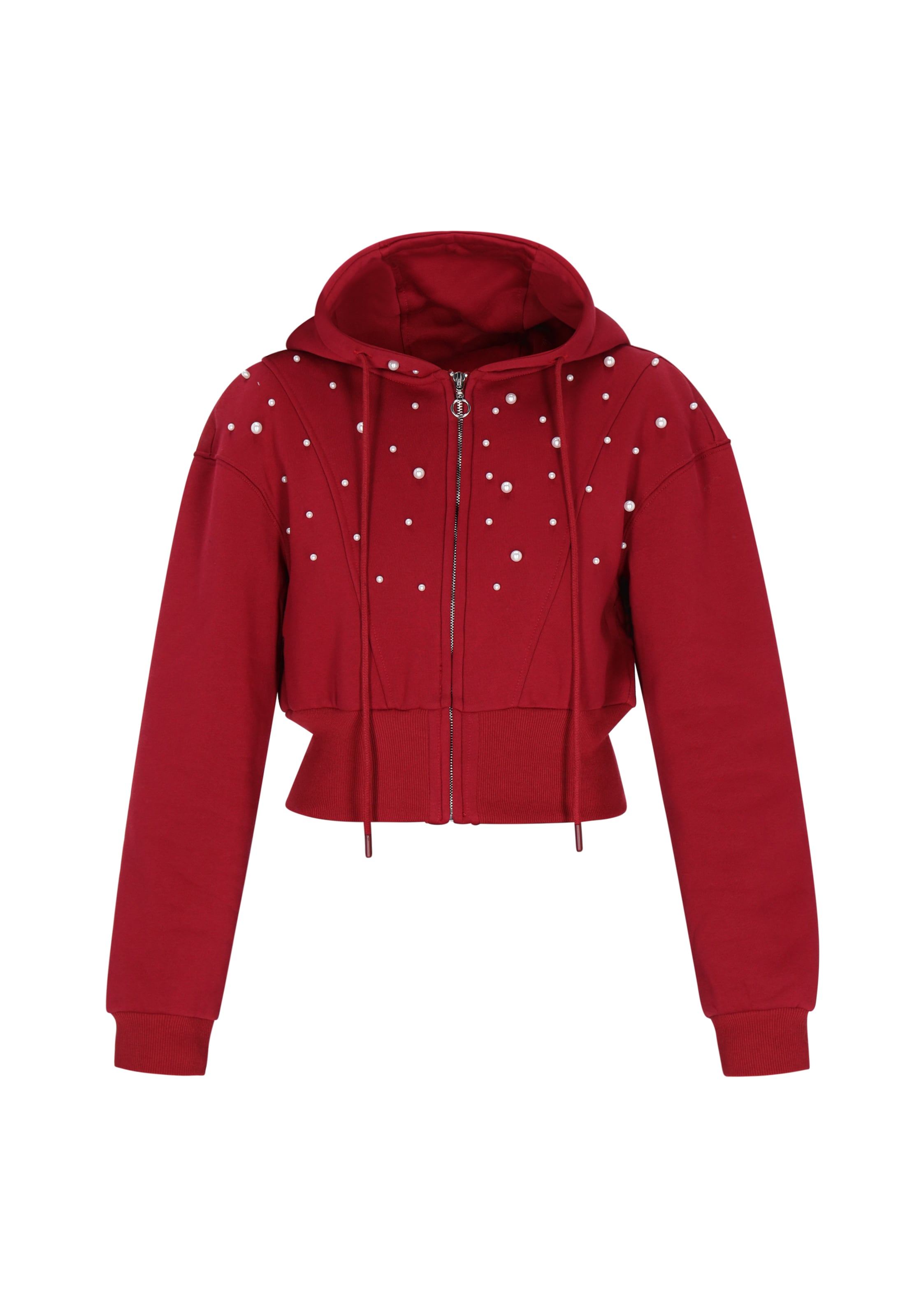faina - Sudadera con cremallera en rojo: frente