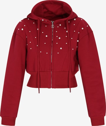 faina - Sudadera con cremallera en rojo: frente