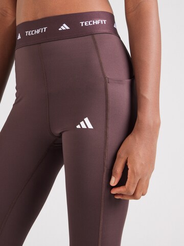 ADIDAS PERFORMANCE Skinny Sports trousers 'STASH' in Brown