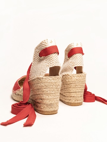 Sandalo 'Alpargata Cuña 7 cm' di Alhamas in rosso