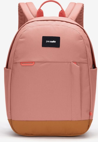 Pacsafe Backpack in Pink: front