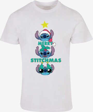 ABSOLUTE CULT Shirt 'Lilo And Stitch - Merry Stitchmas' in White: front
