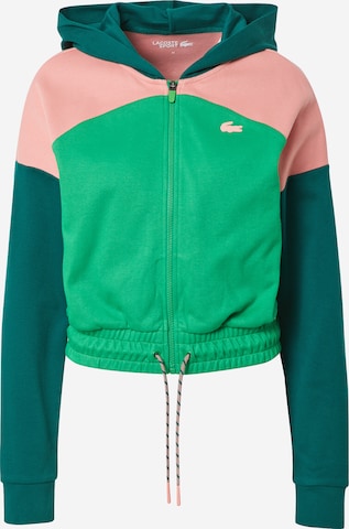 Lacoste Sport Athletic Zip-Up Hoodie in Green: front