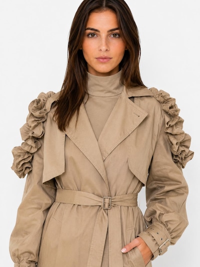 Fulgor Wintermantel 'Sobretudo Carmen com Detalhes de Ruffles'‌‌‌‌‌‌‌‌‌ in S-L in beige, Produktansicht