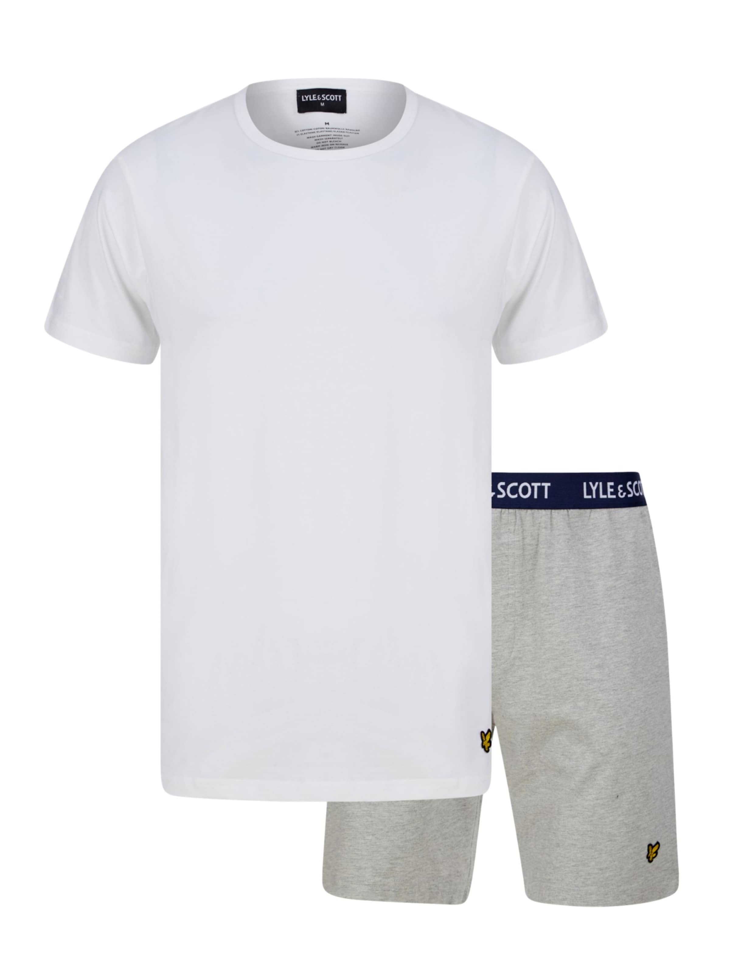 Lyle & Scott Kratka pidžama 'Charlie' veličine XL u mornarsko plava / siva melange / bijela, Pregled proizvoda