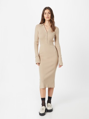 NA-KD Knitted dress 'Molly Rustas' in Beige: front