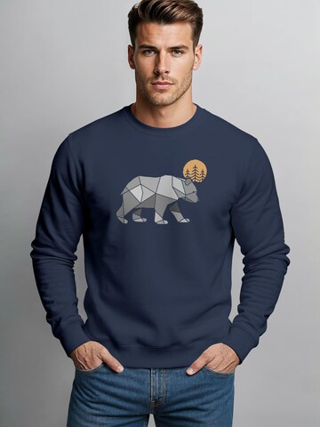 Neverless Sweatshirt 'Polygon Bär' in Blue: front