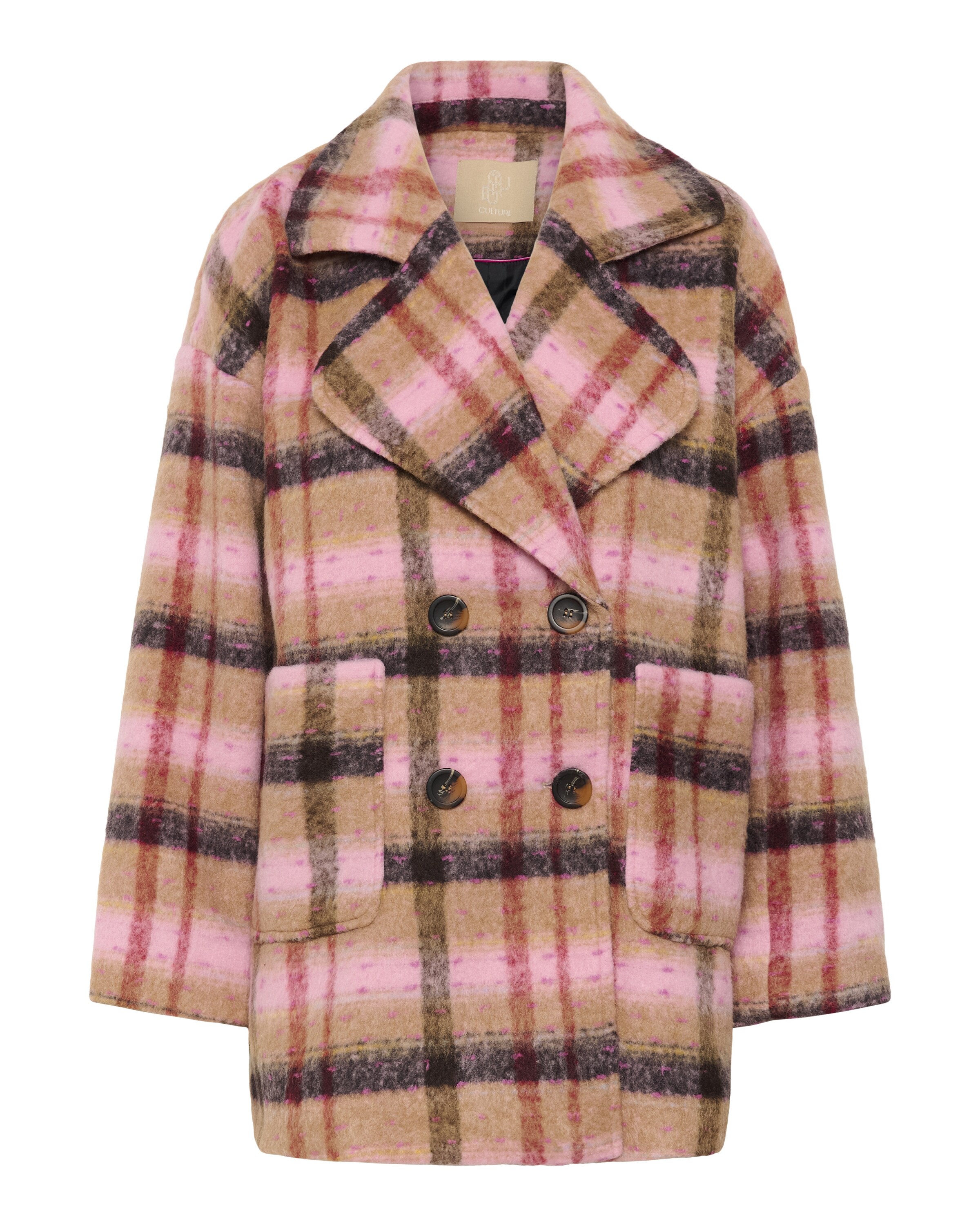 CULTURE Overgangsfrakke 'CUShila' i brun / lyserød / sort, Produktvisning