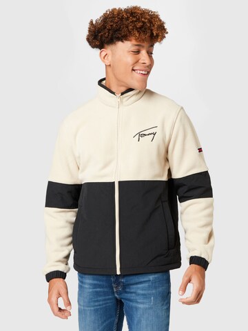 Tommy Jeans Fleece Jacket in Beige: front