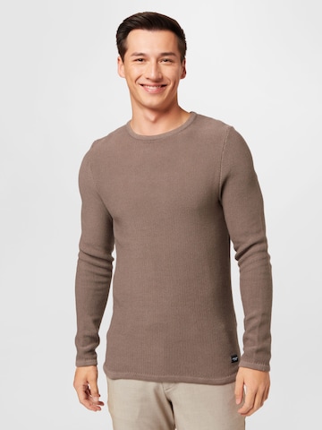 JACK & JONES Sweater 'ALEX' in Brown: front