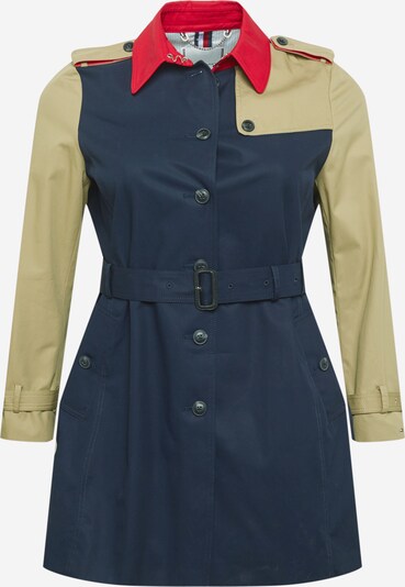 Tommy Hilfiger Curve Manteau mi-saison en bleu foncé / kaki / rouge, Vue avec produit