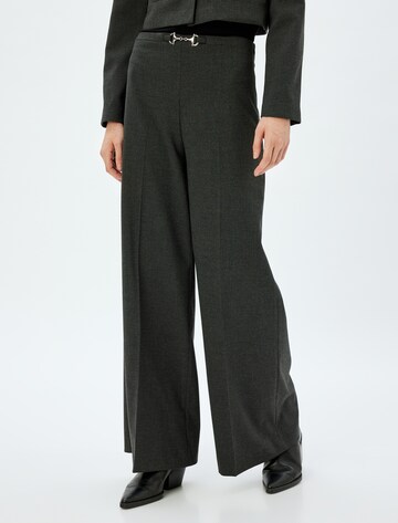 Koton Wide leg Pleated Pants in Grey: front