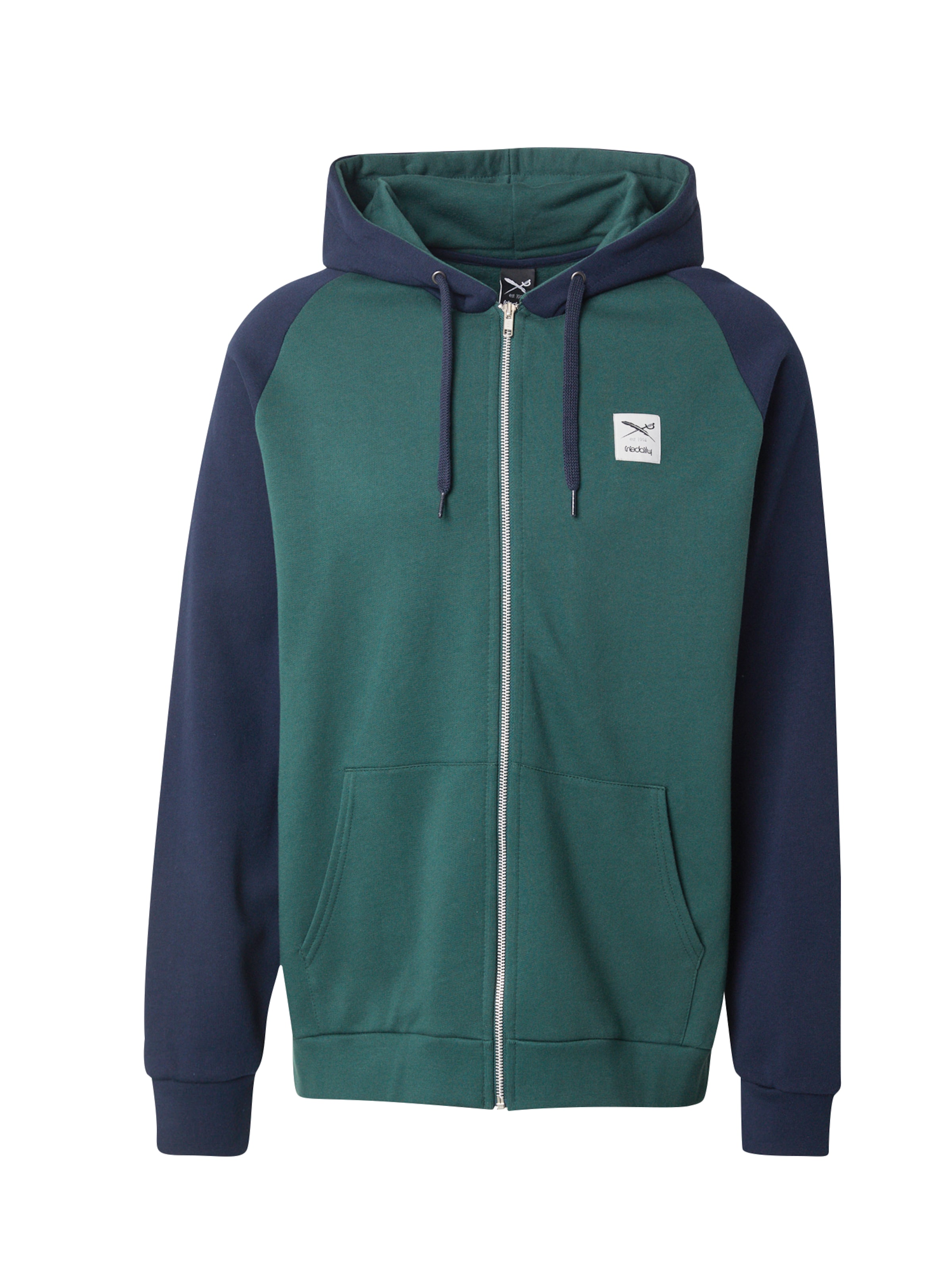Iriedaily Sweat jacket 'De College 2' in Green: front