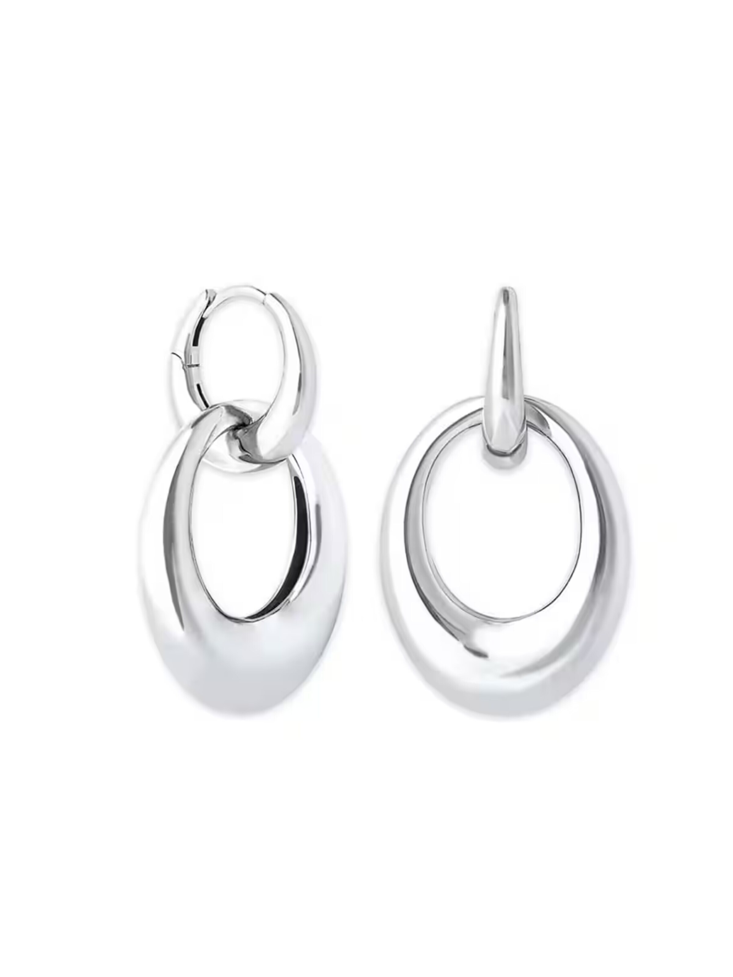 ROUGEMONT Jewellery Earrings 'Zweiteilige Creolen Ohrringe Trend' in Silver: front