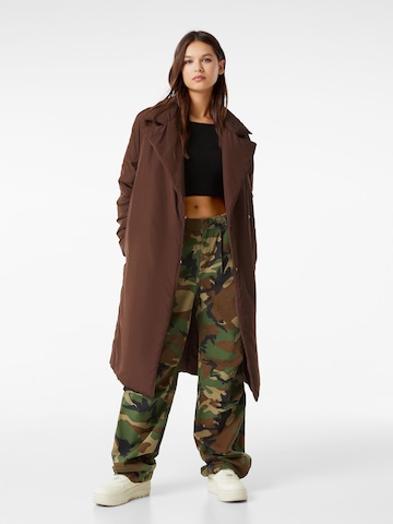 Bershka Between-Seasons Coat in Brown