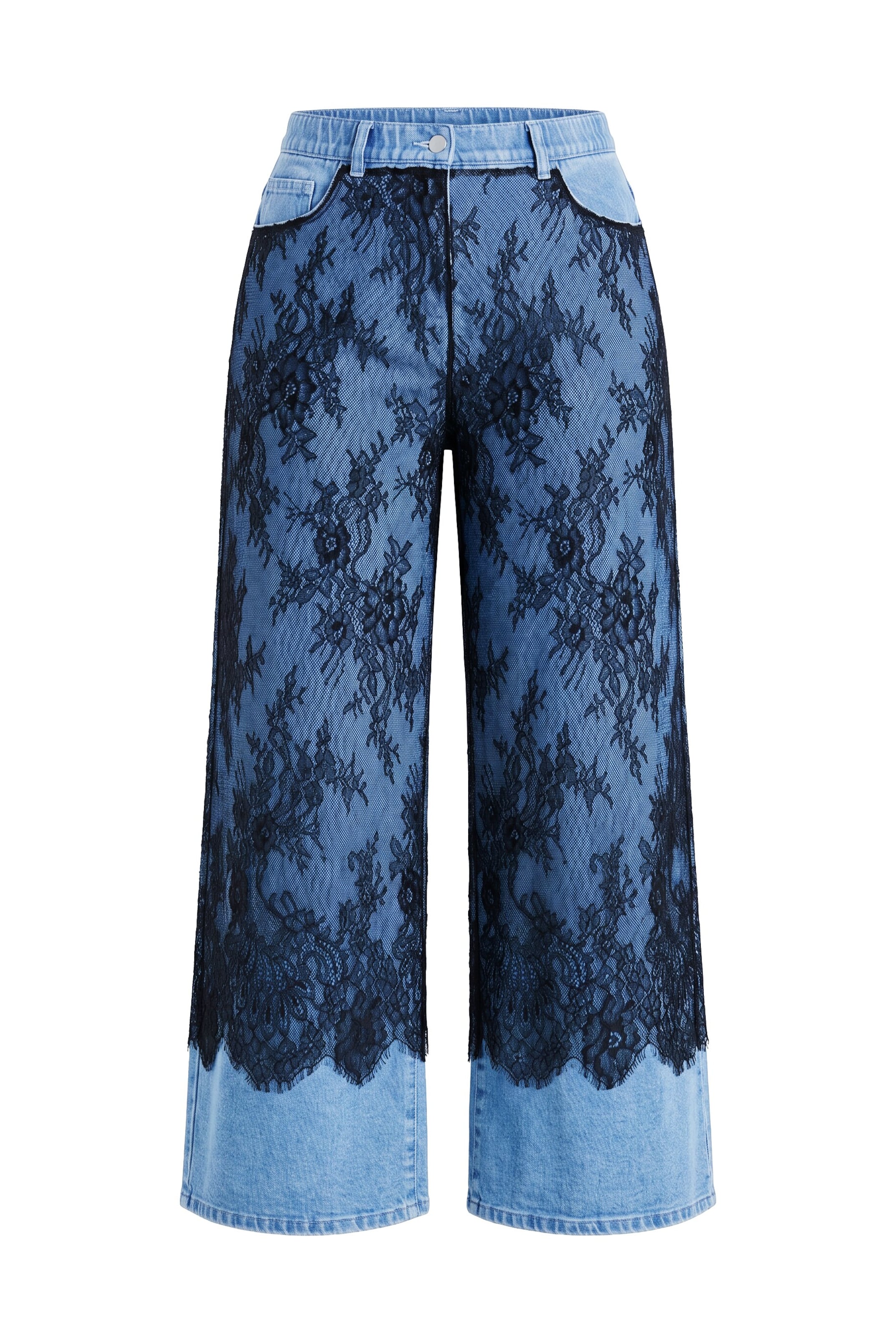 Ulla Popken Wide leg Jeans in Blauw: voorkant