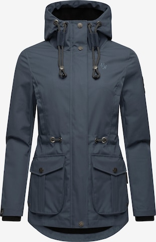 MARIKOO Between-seasons parka 'Babetaa' in Blue: front