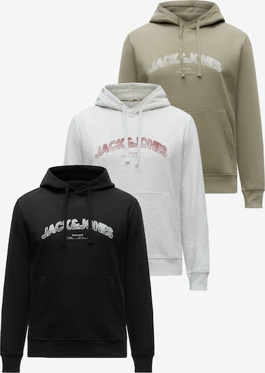 S dydžio Megztinis be užsegimo 'JJAVERY' iš JACK & JONES, spalva – rusvai žalia / vyšninė spalva / juoda / margai balta, Prekių apžvalga