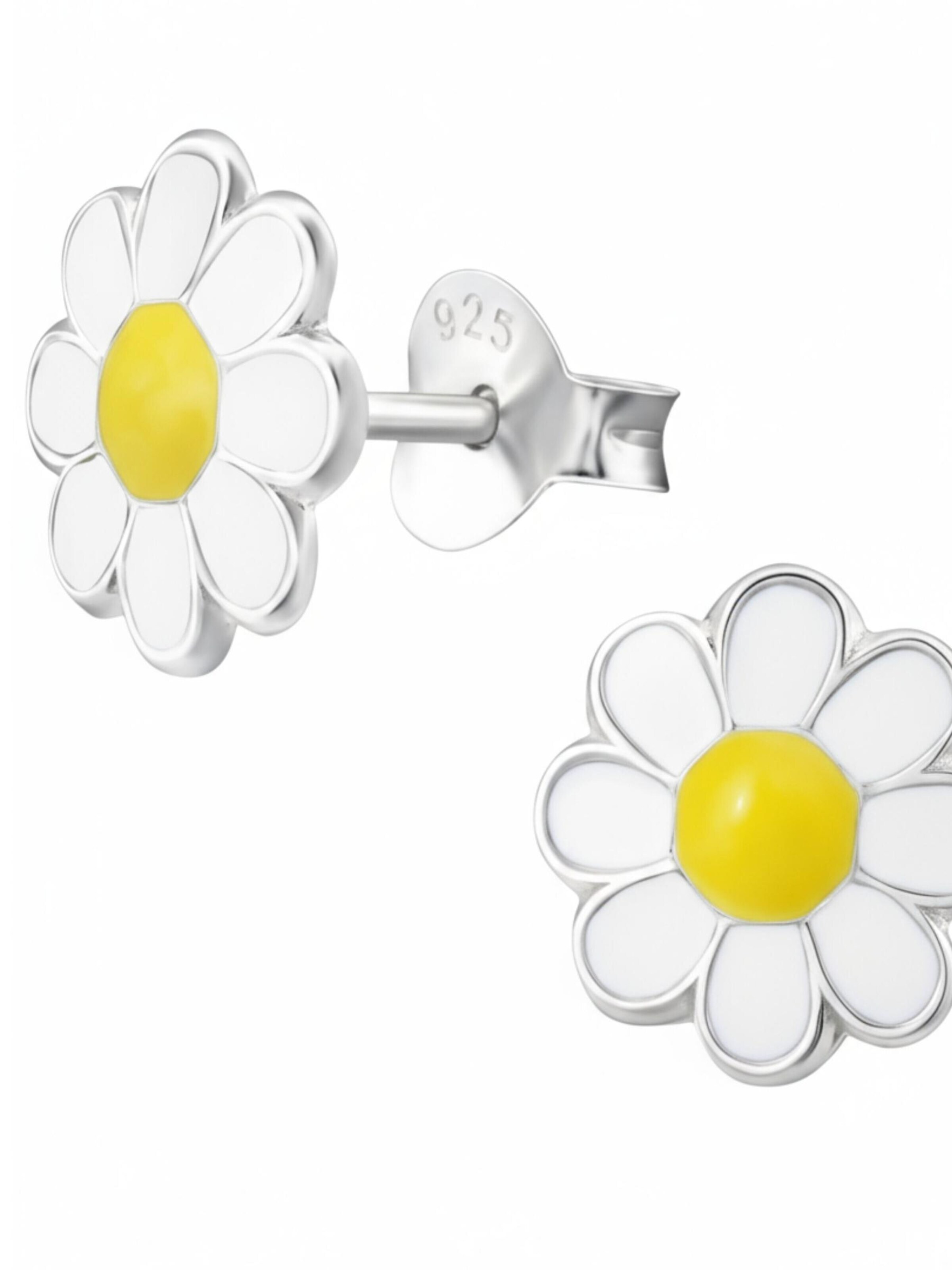 Maxte Earrings 'Kinder-Ohrstecker Silber-Blume mit Epoxy' in Yellow