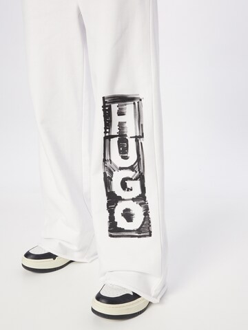 HUGO Red - Pierna ancha Pantalón 'Nasuede' en blanco