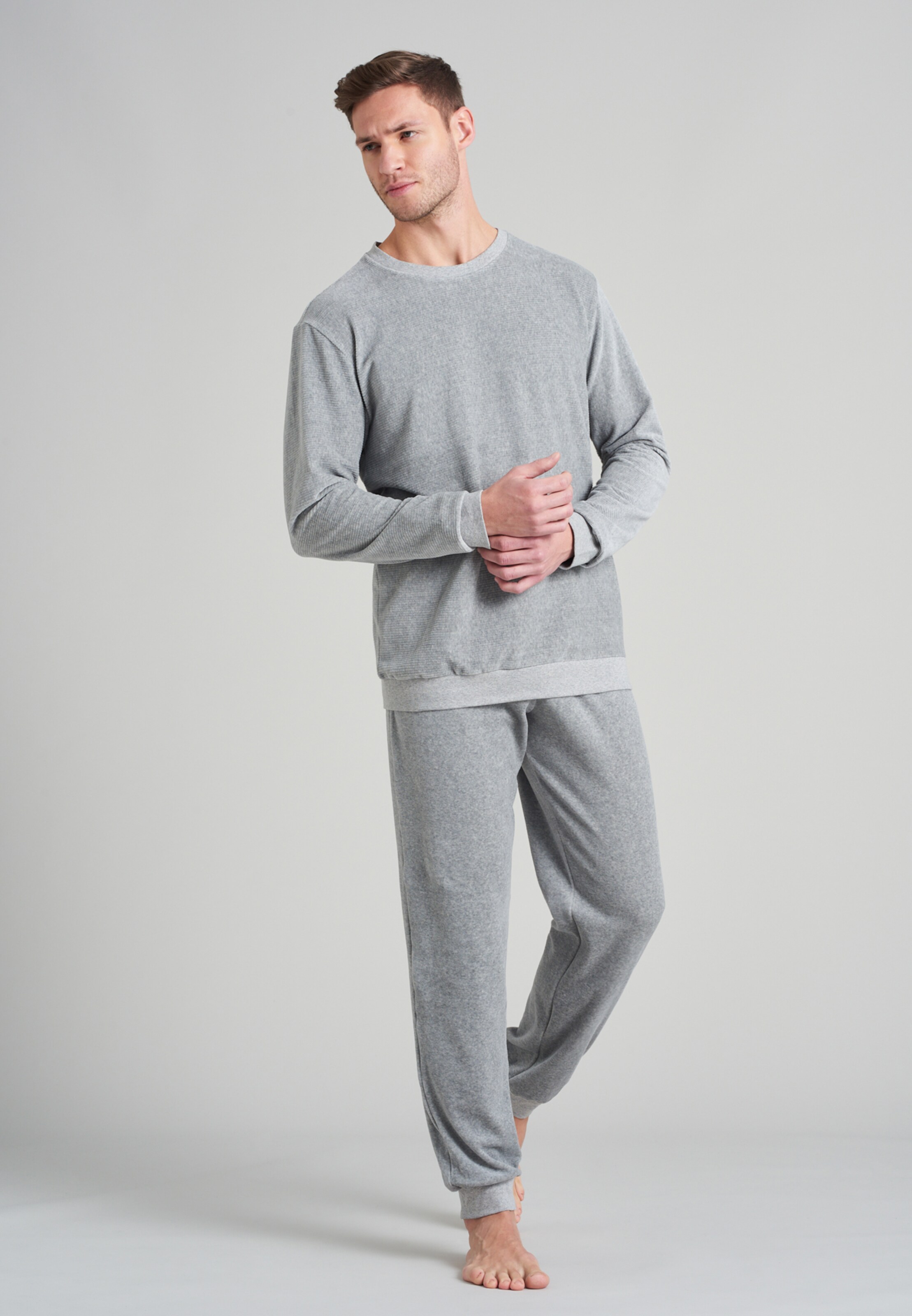 Homme Pyjama long Fashion Nightwear SCHIESSER en Gris Chiné 