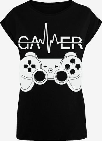 F4NT4STIC T-Shirt 'Gamer Heartbeat' in Schwarz: Vorderseite