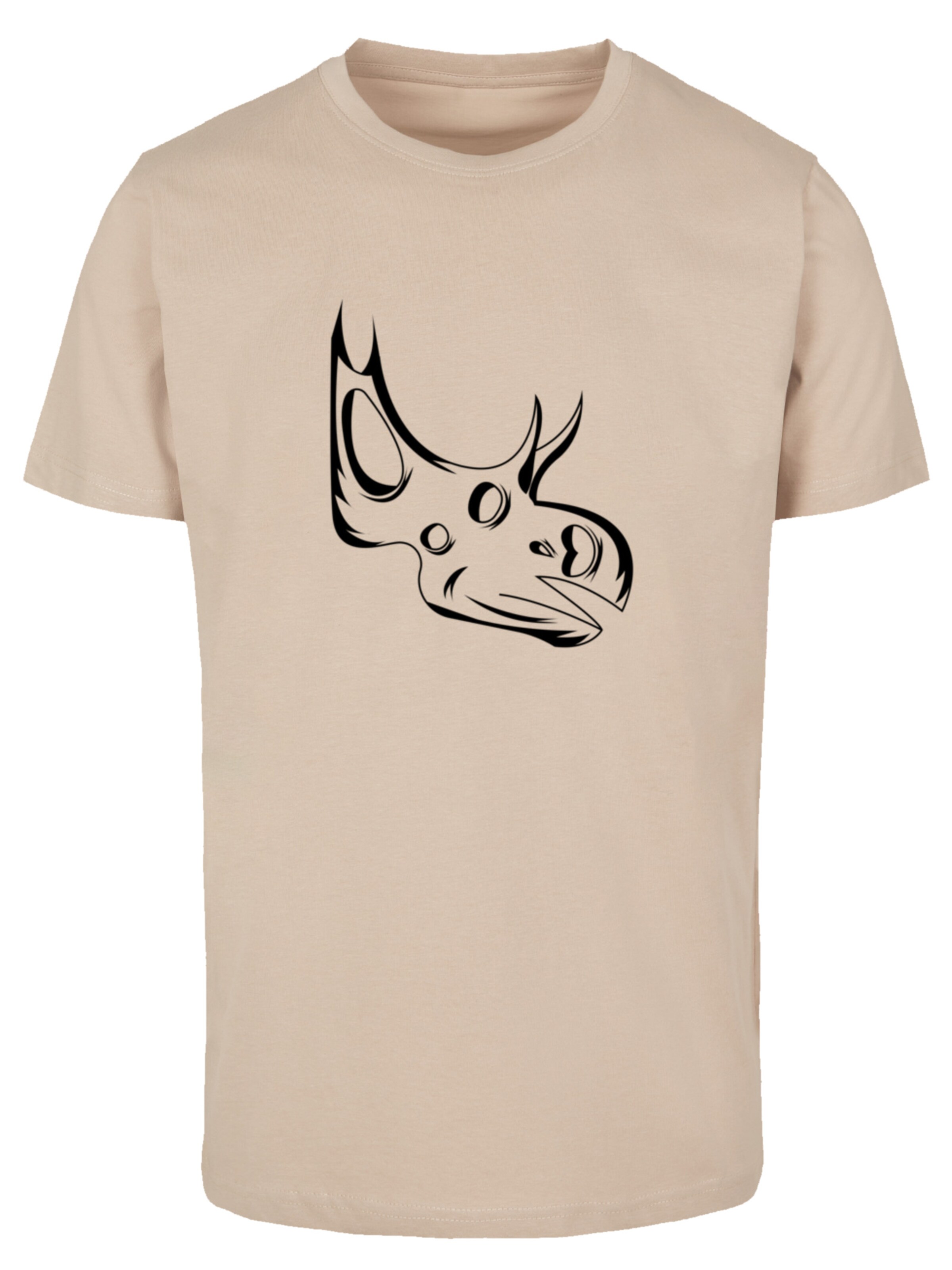 F4NT4STIC Shirt 'Dinosaurier Sinoceratops Skull' in Beige: voorkant