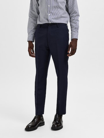 SELECTED HOMME Slim fit Pleated Pants in Blue: front