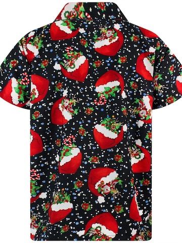 King Kameha Regular Fit Hemd 'Christmas Flying Hats' in Schwarz