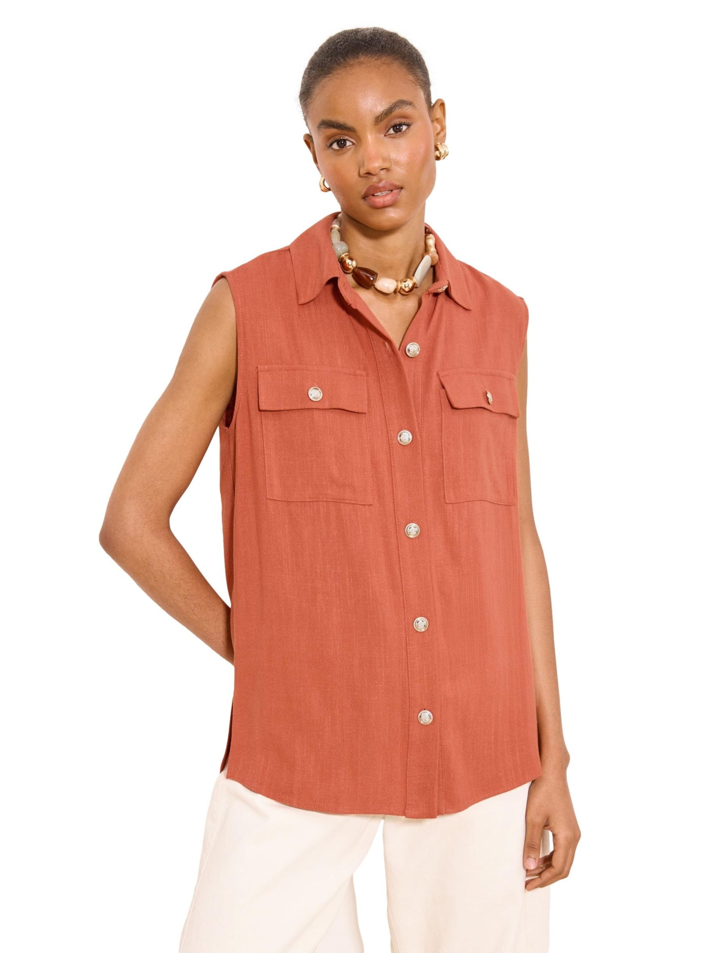 Lipsy Blouse in Brown: front