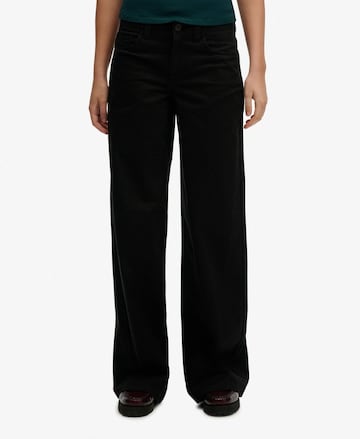 Superdry & Co Wide leg Chino in Zwart: voorkant