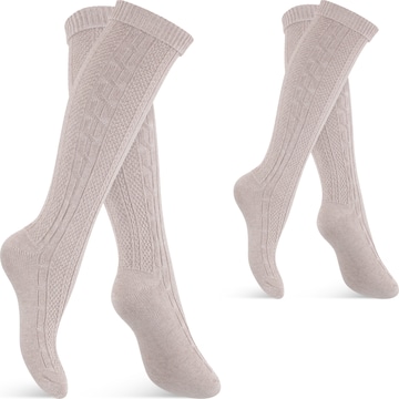 celodoro Knee High Socks 'Tradition' in Beige: front