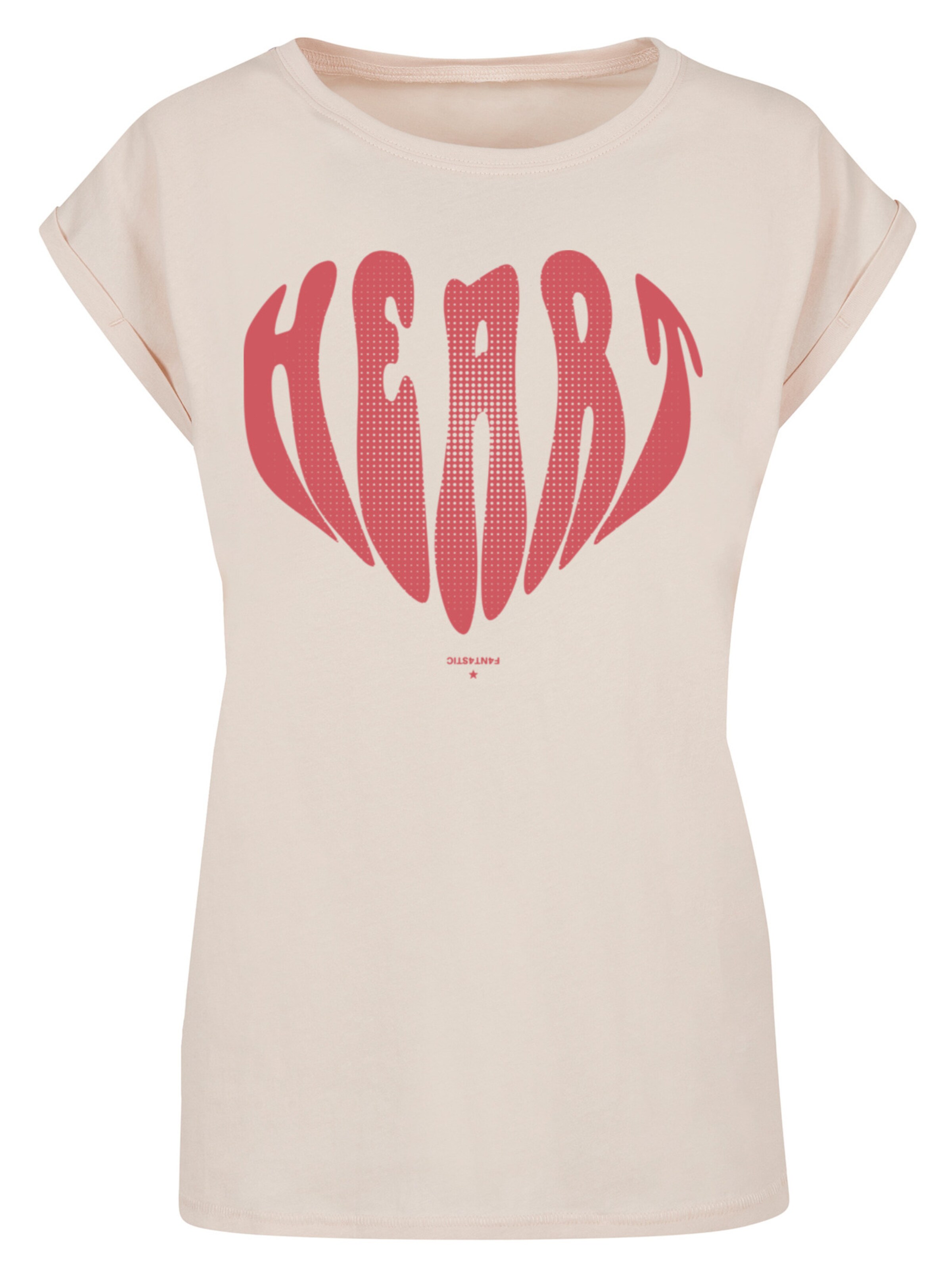 T-shirt 'Valentinstag Herz ' F4NT4STIC en beige : devant