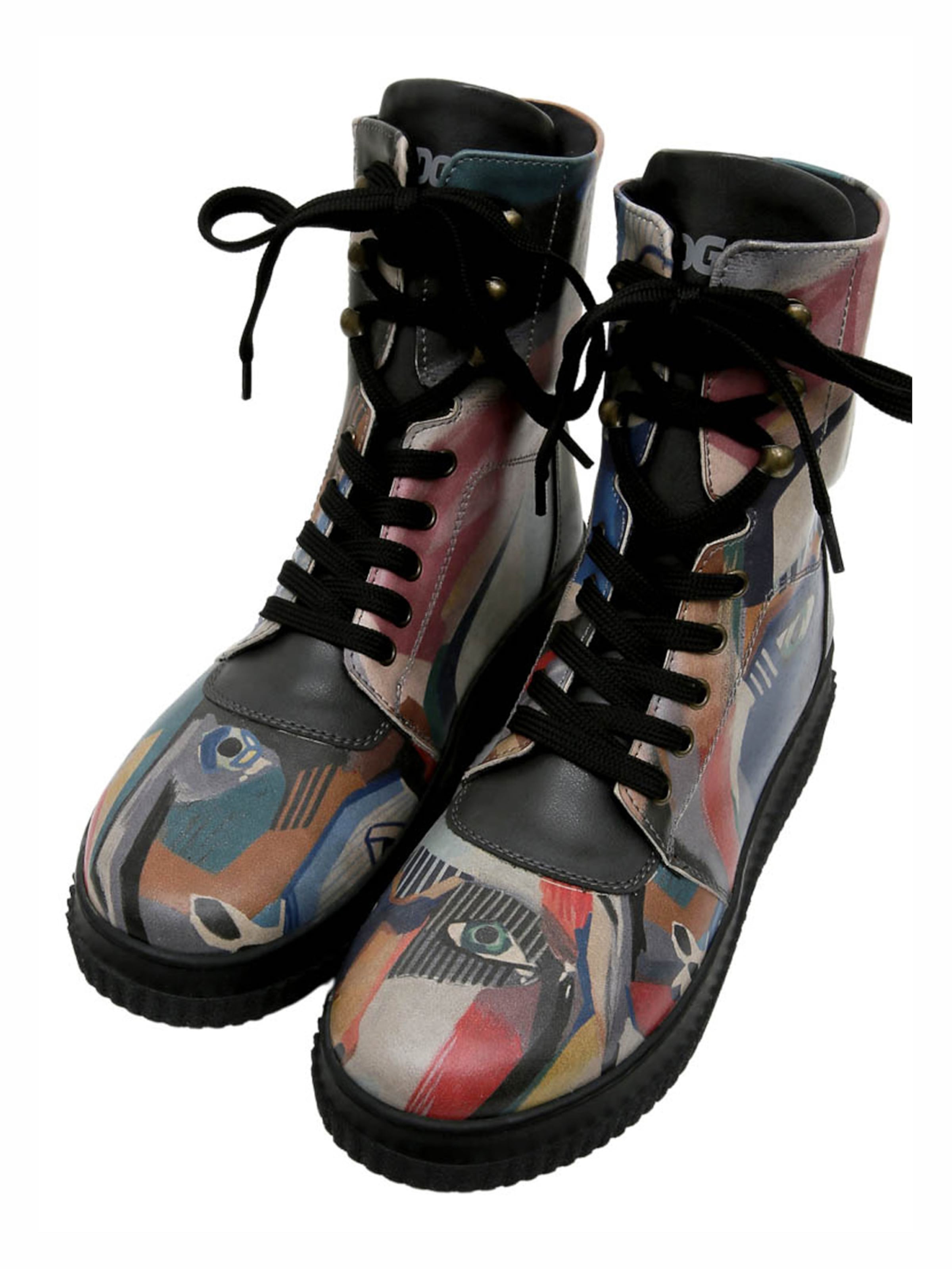 DOGO Schnürstiefel 'You Are Never Alone' in Grau