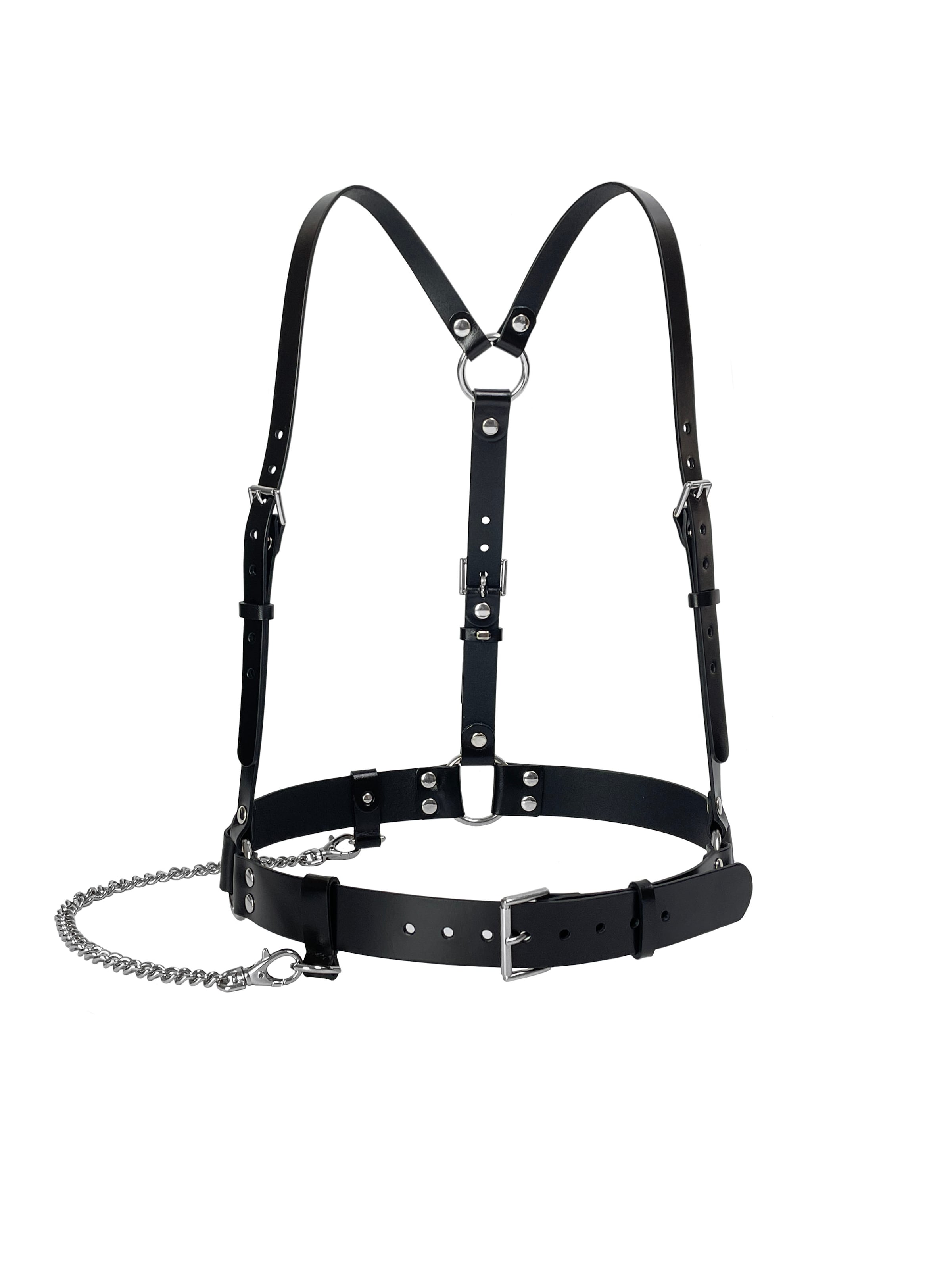 Haute Cuir Riem 'Chain Harness' in Zwart: voorkant