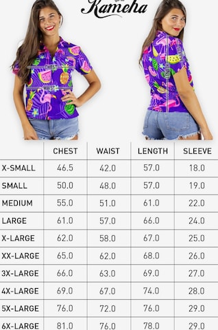Camicia da donna 'Flamingo Melone' di King Kameha in lilla: frontale